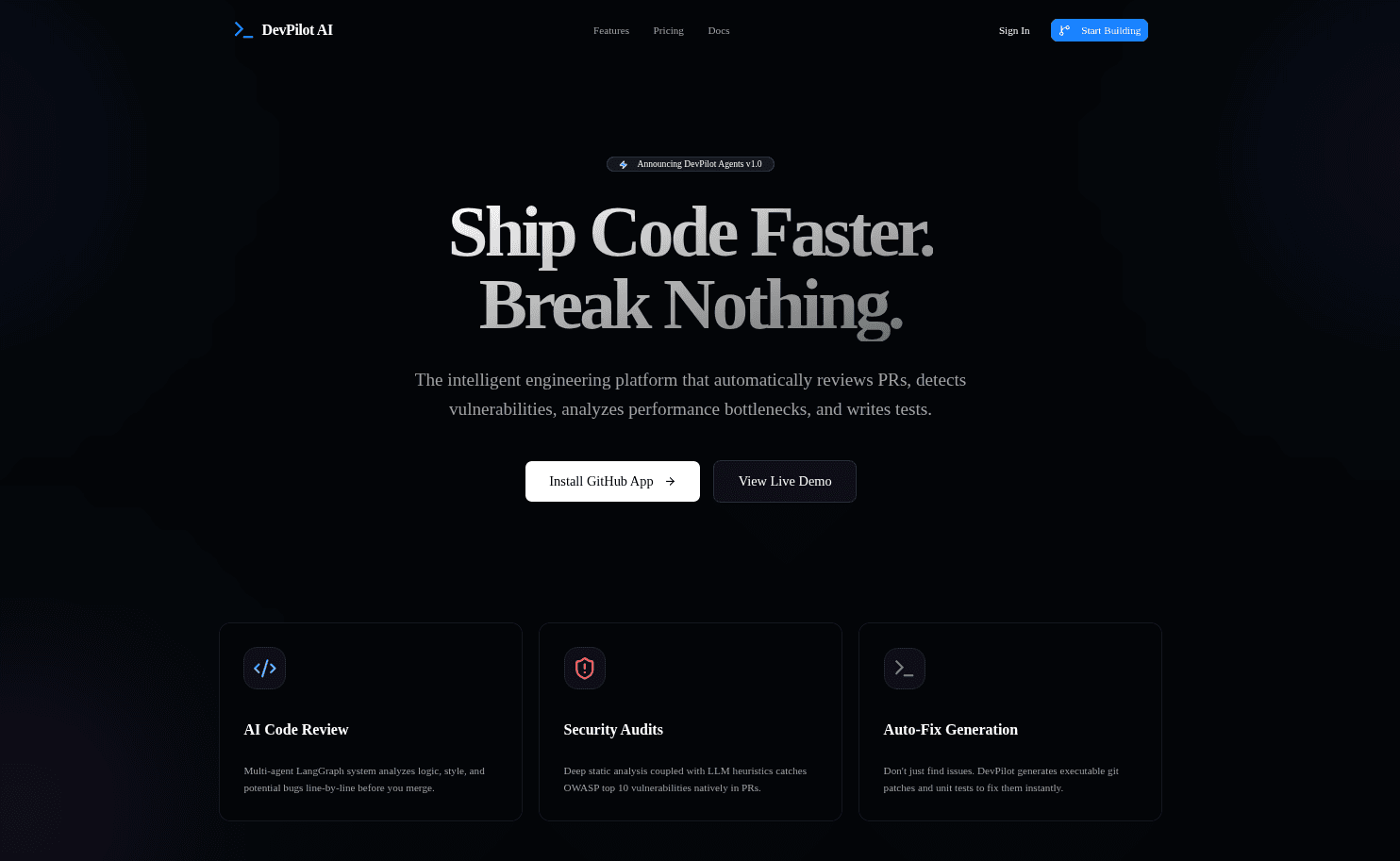 DevPilot AI – Autonomous AI Software Engineering Platform